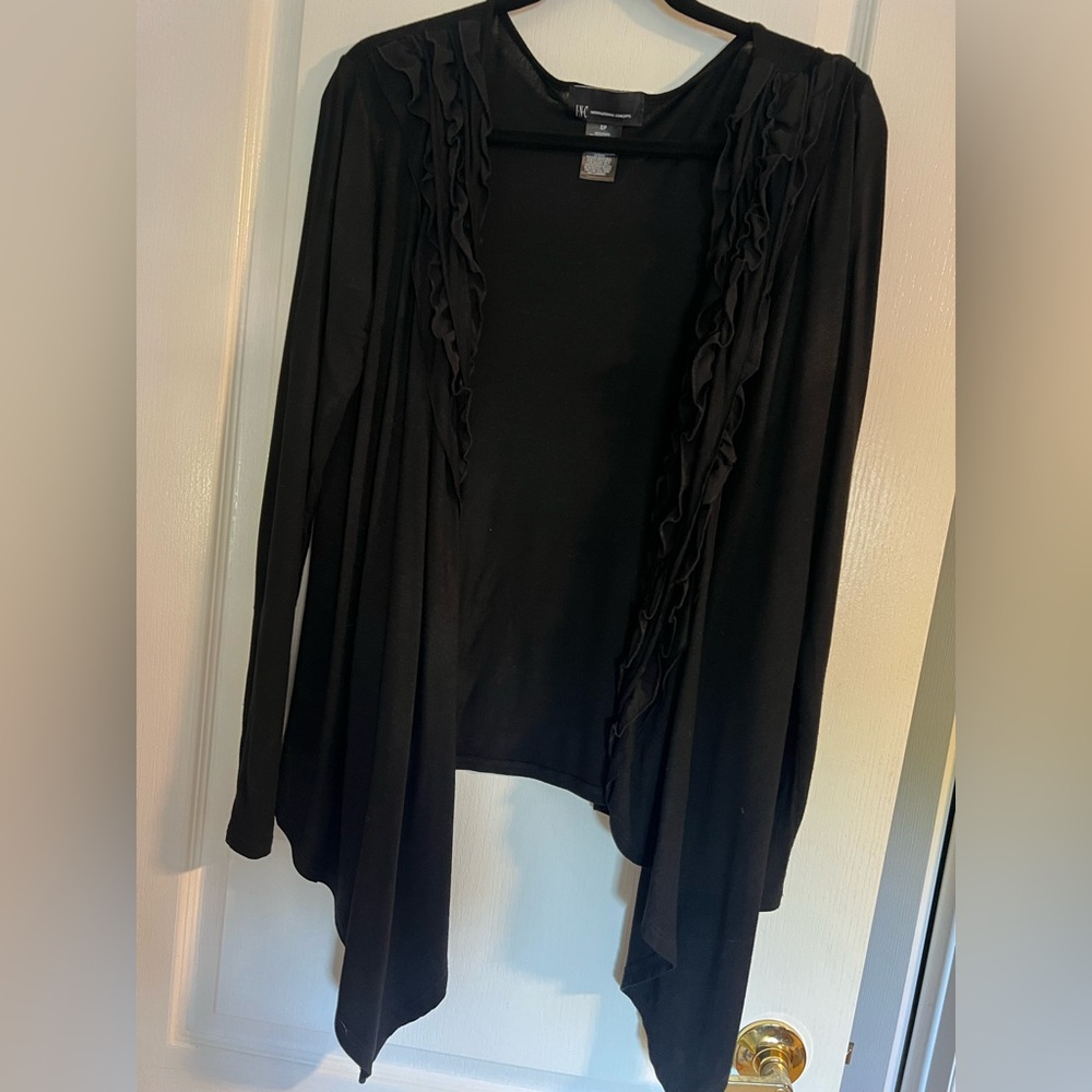 INC International Concepts Black Cardigan Sweater Asymmetrical Hem